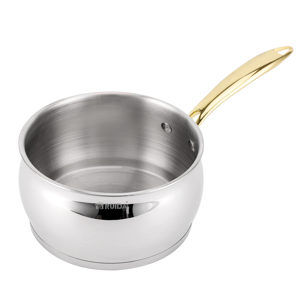 High Quality 4PCS Cookware Set Stainess Steel Saucepan Set with Golden Handles