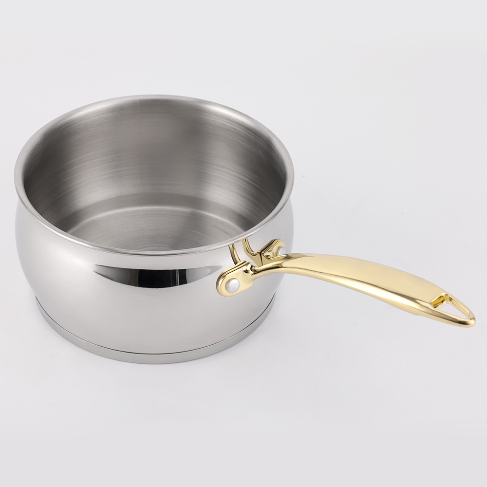 High Quality 4PCS Cookware Set Stainess Steel Saucepan Set with Golden Handles