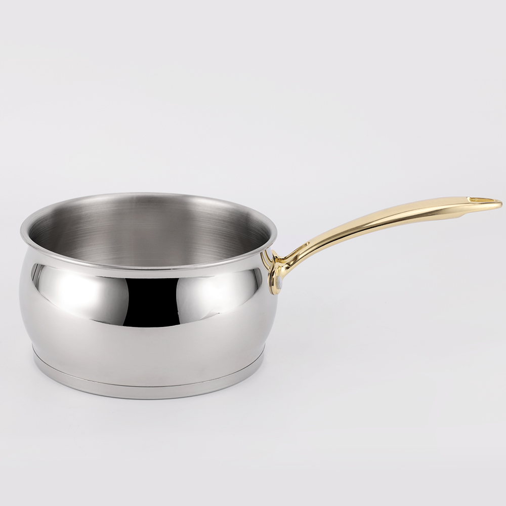 High Quality 4PCS Cookware Set Stainess Steel Saucepan Set with Golden Handles
