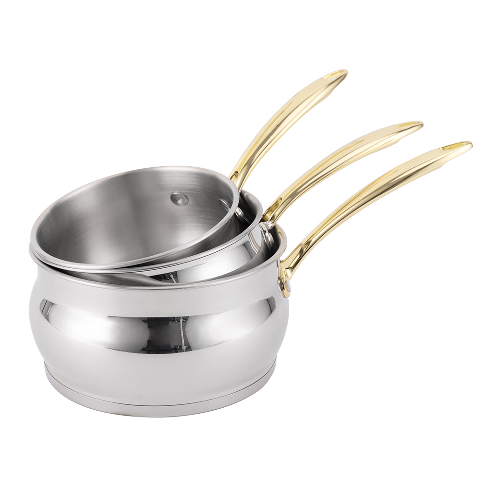 High Quality 4PCS Cookware Set Stainess Steel Saucepan Set with Golden Handles