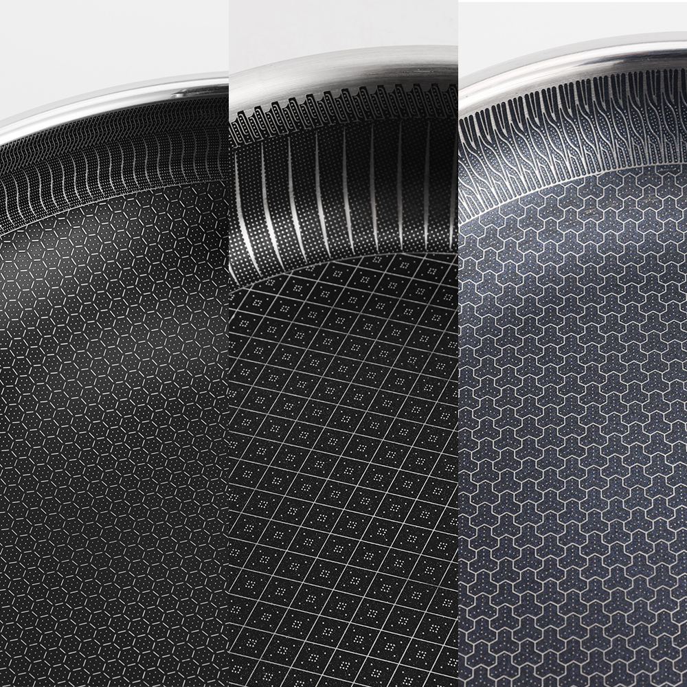 Manufacturer Tri-Ply Non Stick Honeycomb Stainless Steel Kitchen Cookware
