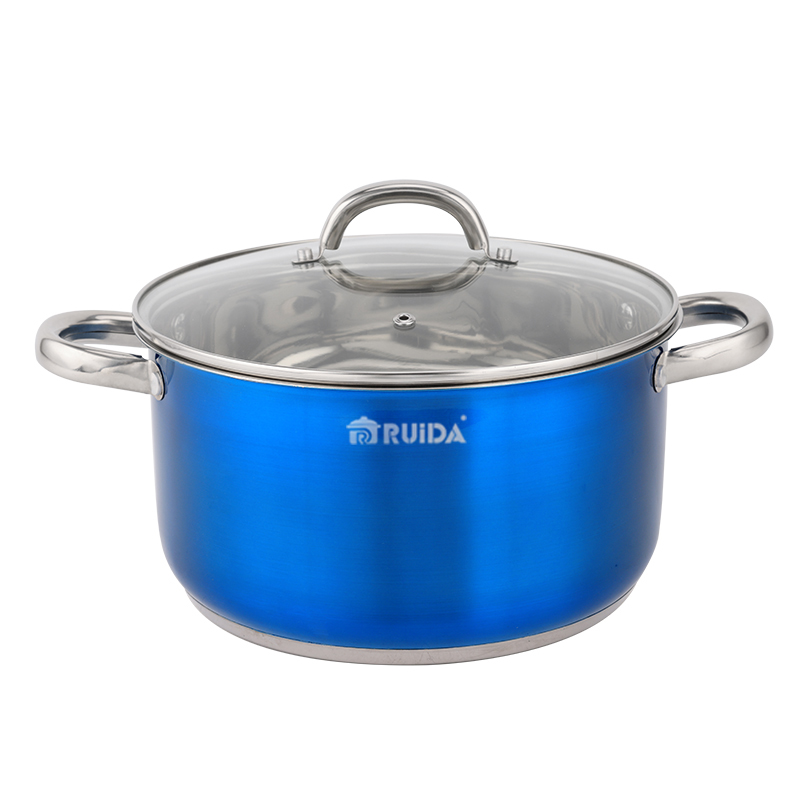 8PCS Stainless Steel Cookware Set with Blue Painting South American Induction