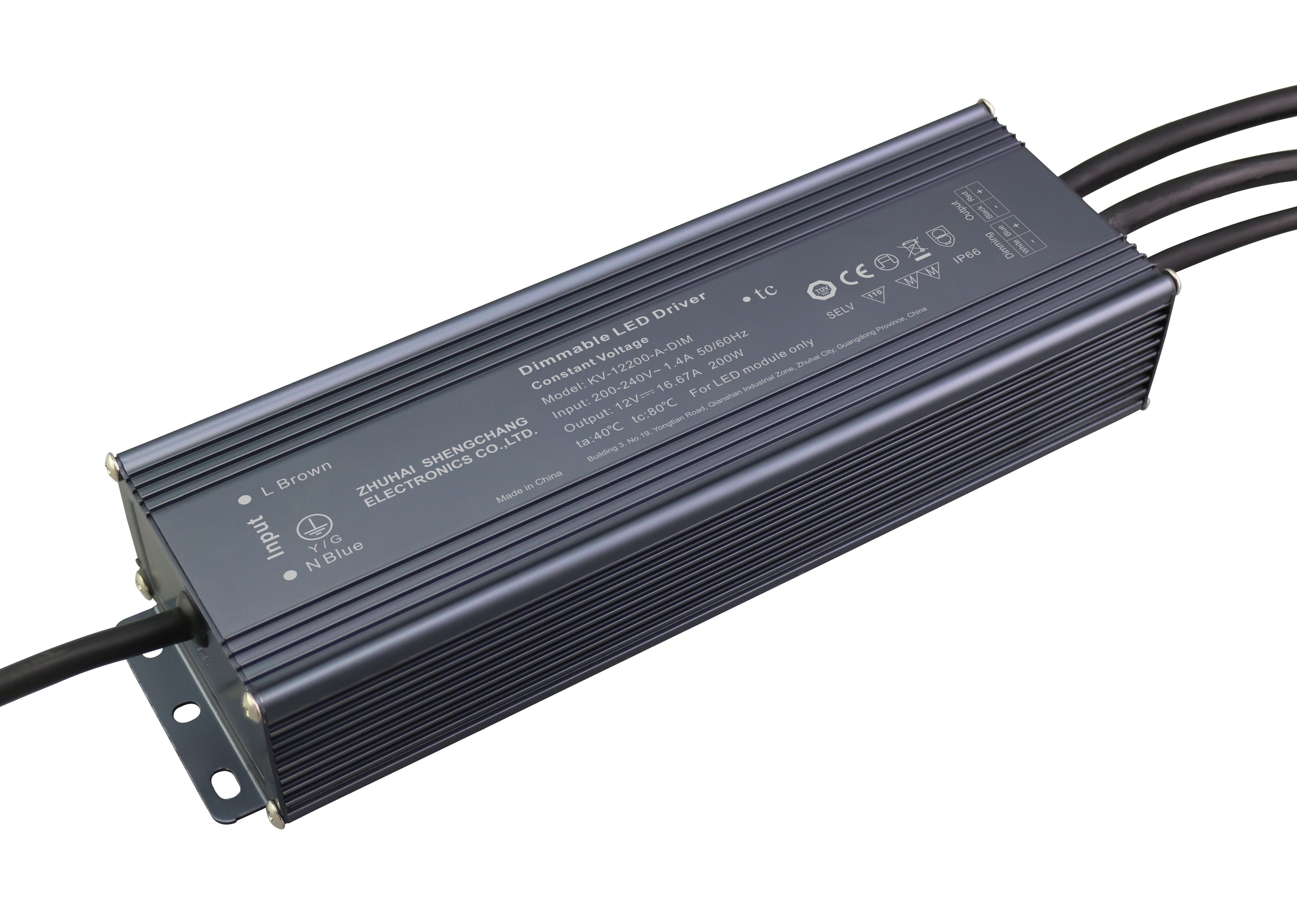 KV-A-DIM Series 200W 0/1-10V constant voltage dimmable LED driver