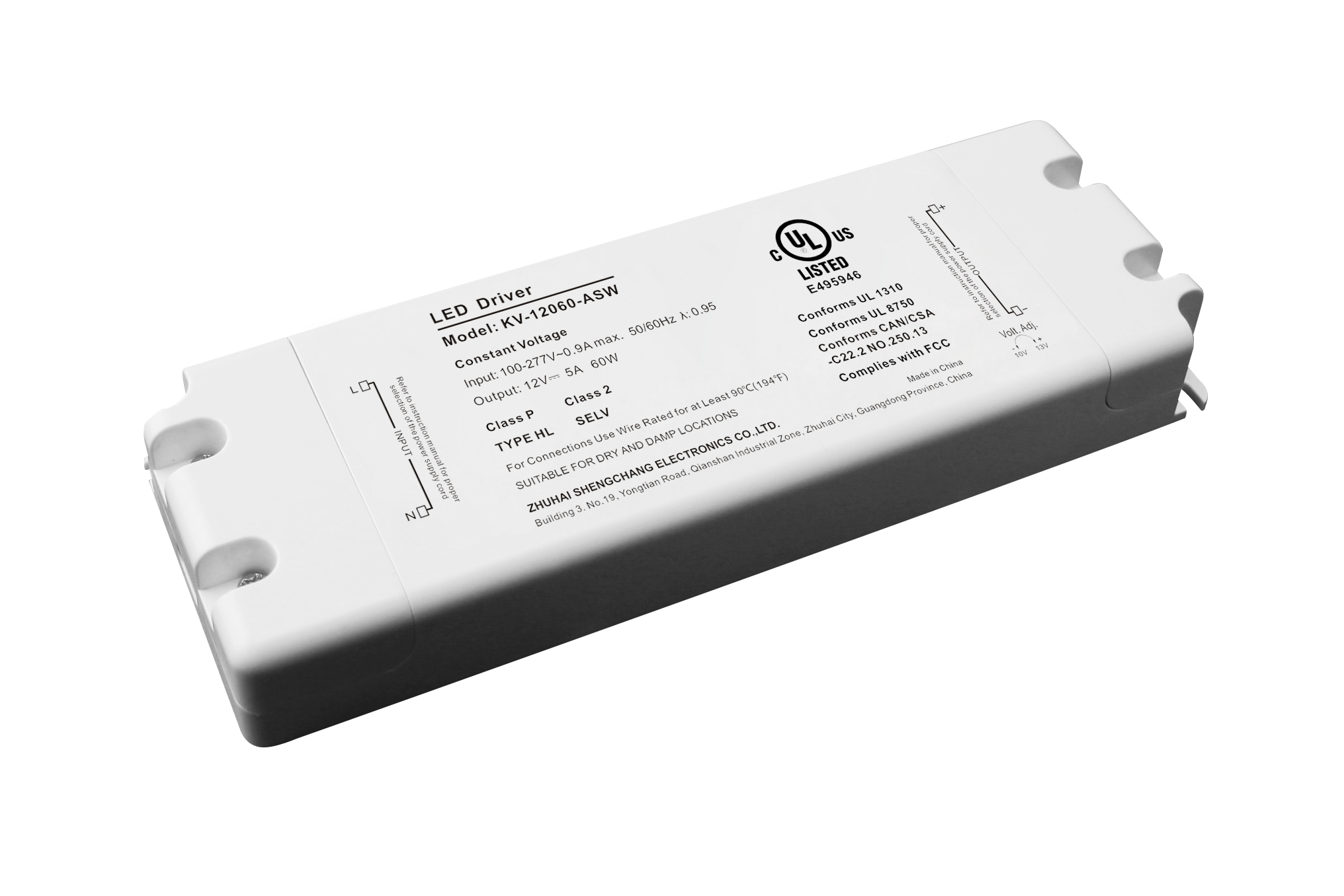 KV-ASW Series 60W Constant Voltage Non-Dimming LED Driver