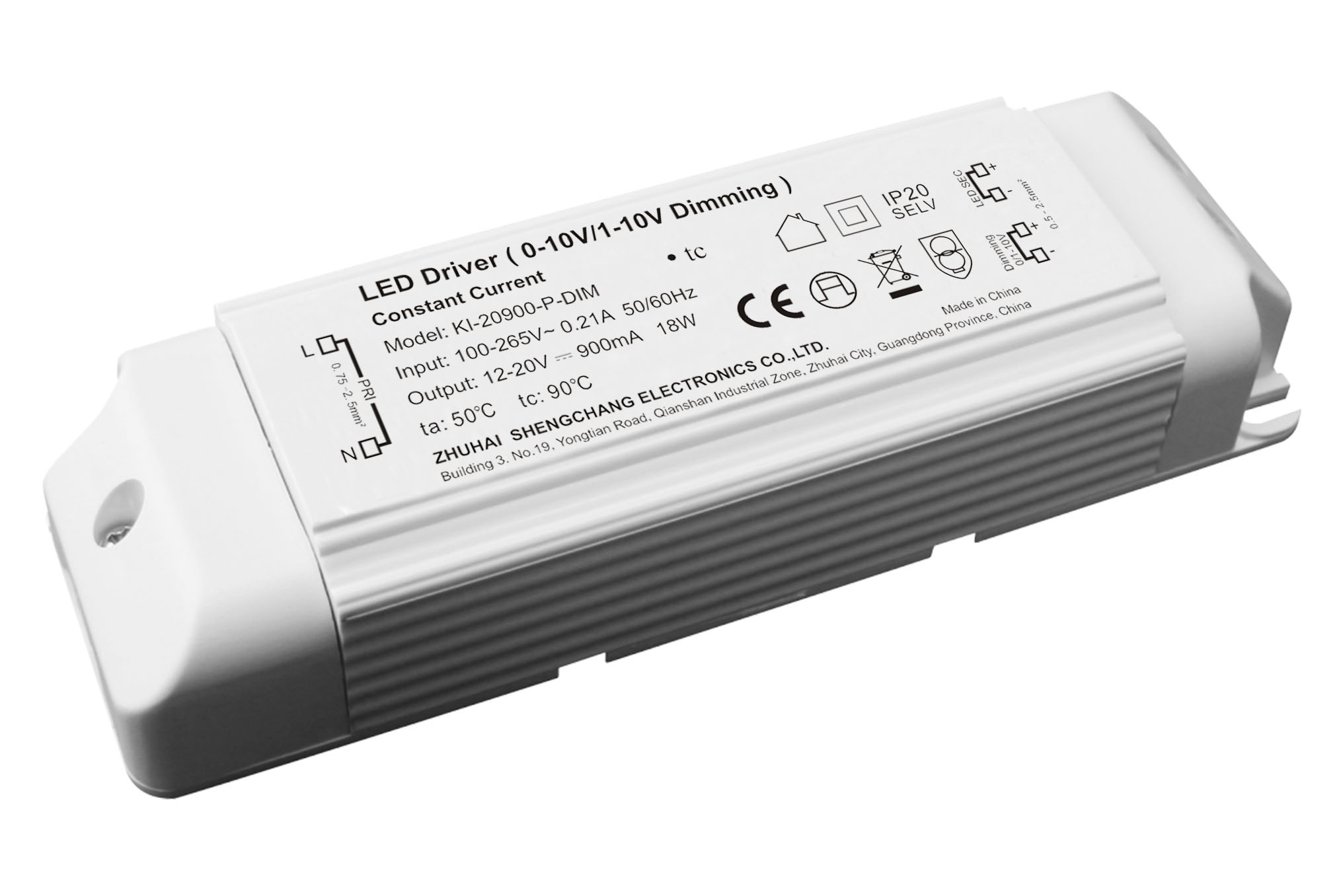 KI-P-DIM Series 20W 0/1-10V constant current dimmable LED driver