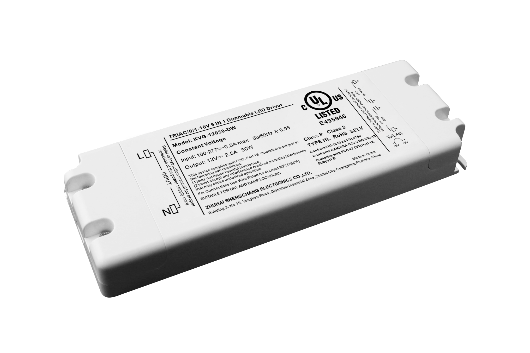 KVG-DW Series 30W Constant Voltage Triac&0/1-10V Dimmable LED driver