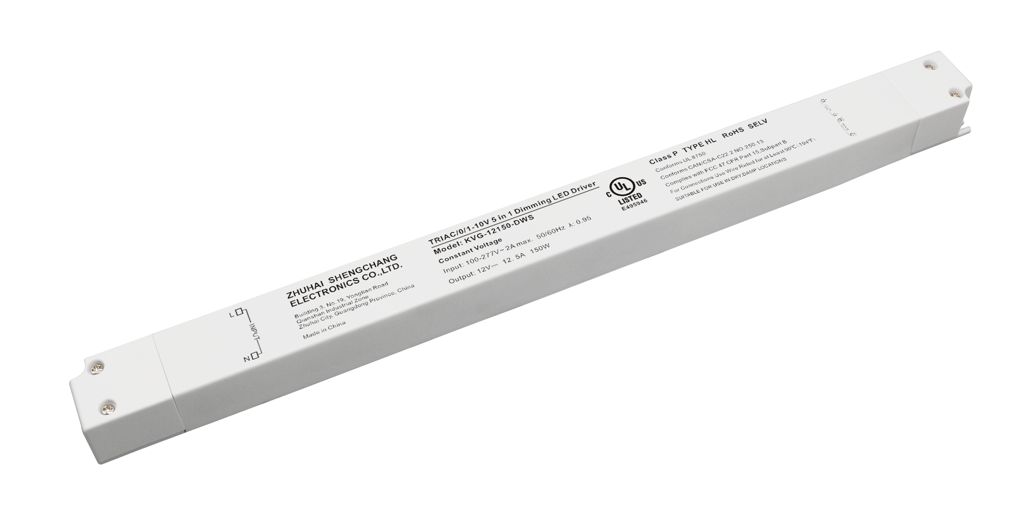 KVG-DWS Series 150W Constant Voltage Triac&0/1-10V Dimmable LED driver