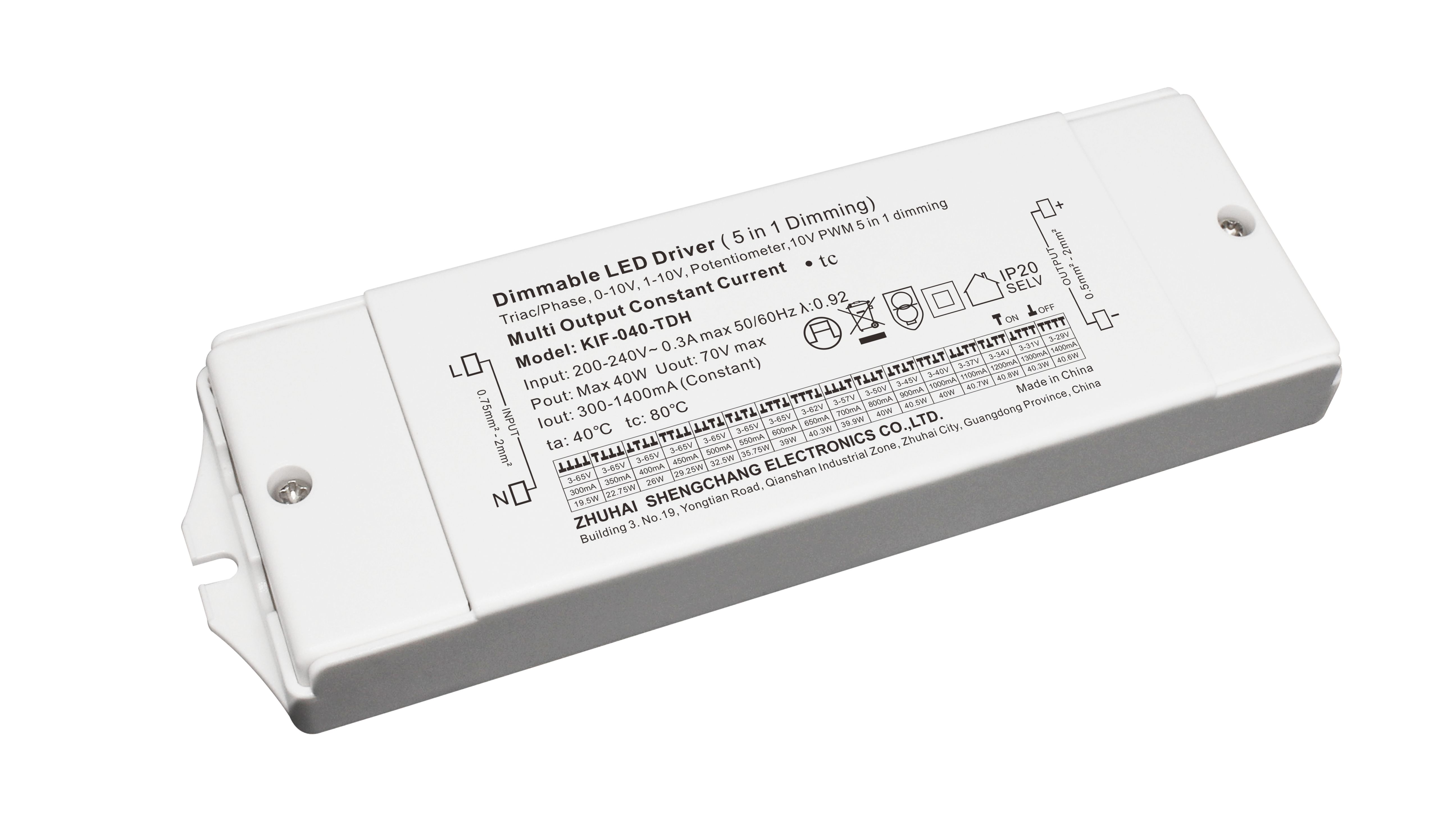 KIF-TDH series 40W Constant Current Triac Dimmable LED Driver