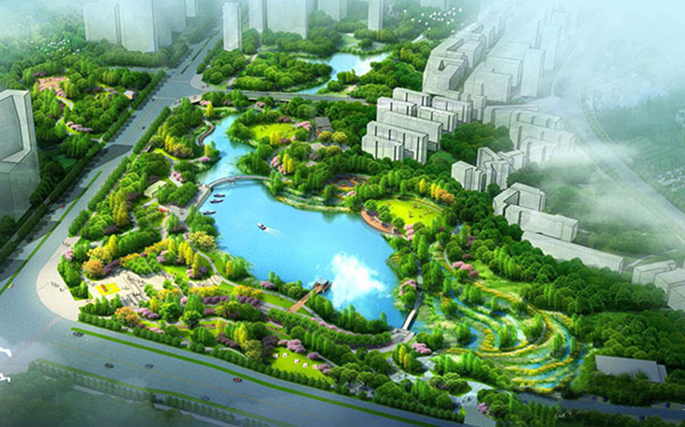湘潭市-爱劳渠及其途经的百亩湖综合治理工程