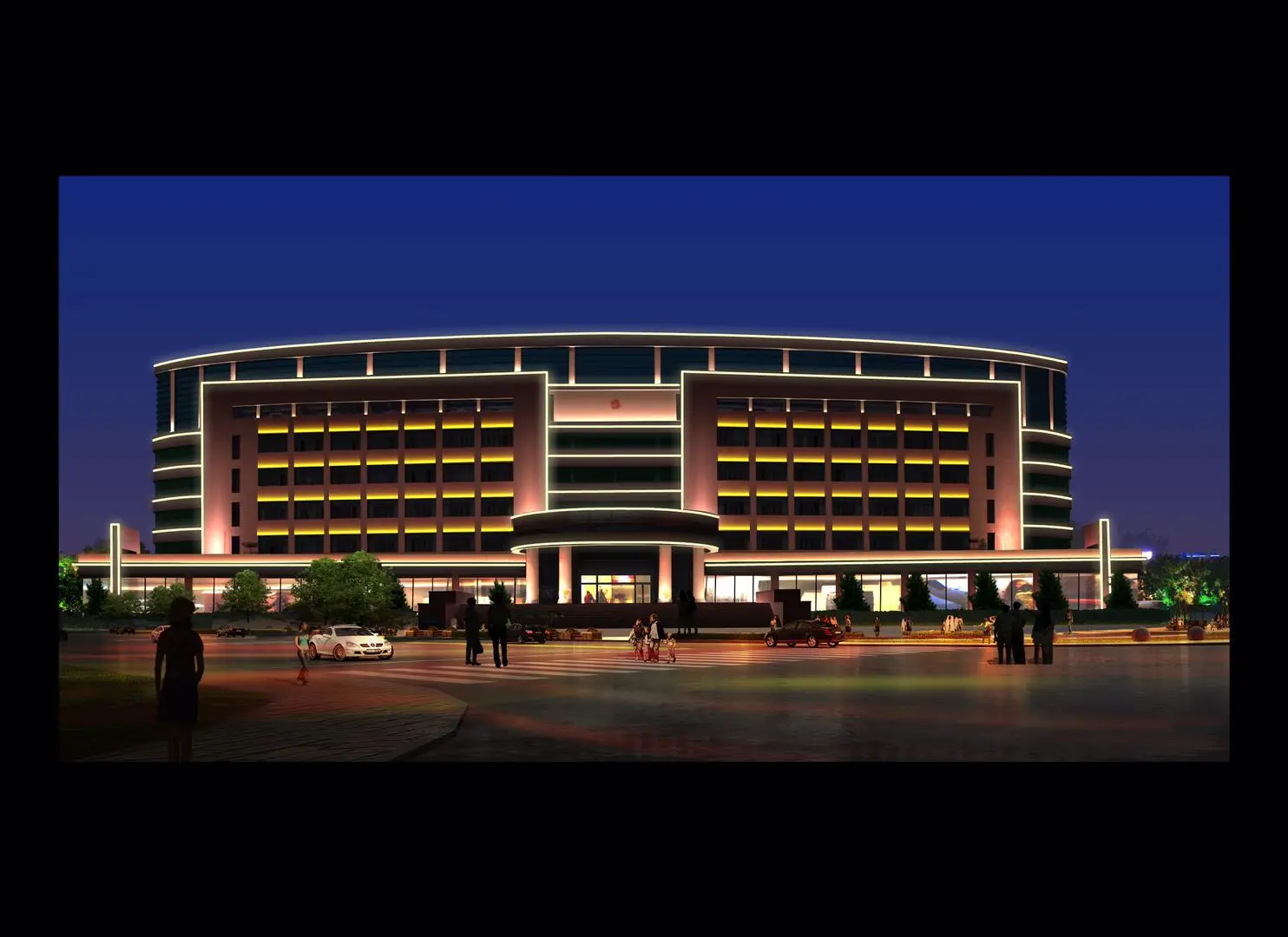 新疆昌吉五家渠市政府办公大楼亮化效果