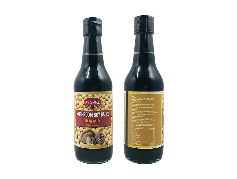 Chinese Wholesale 300ml Glass bottle Mushroom Dark Soy Sauce
