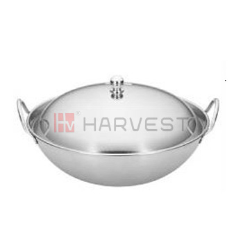 K10321-K10324 DOUBLE EAR S/S WOK(FLAT BASE)