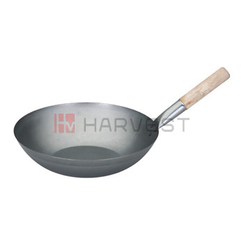 K10801-K10805 FLAT BASE IRON WOK W/WOODEN HANDLE