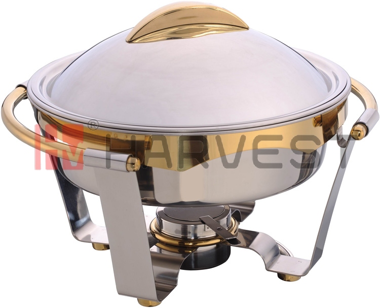 A11295G  ROUND GOLD ACCENTED CHAFING DISH