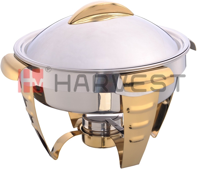 A11296G ROUND  GOLD ACCENTED CHAFING DISH 