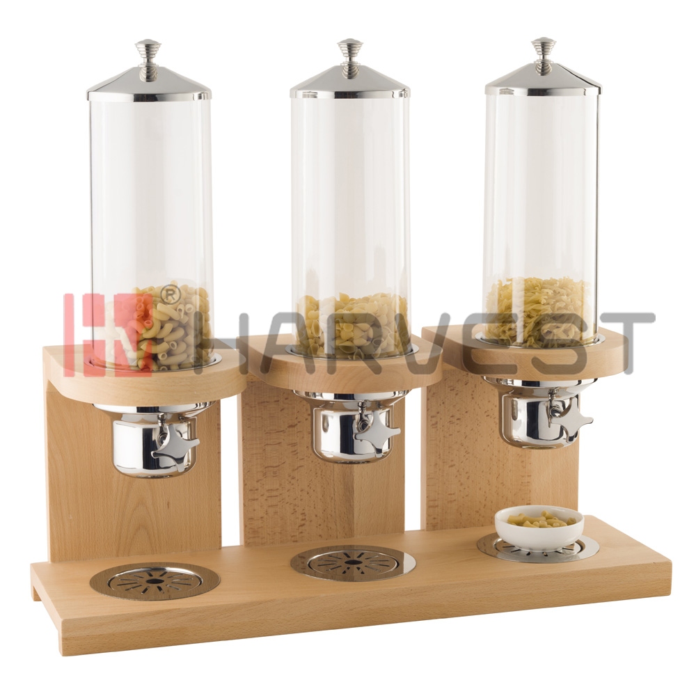 A12115  TRIPLE CEREAL DISPENSER WITH BEECH 