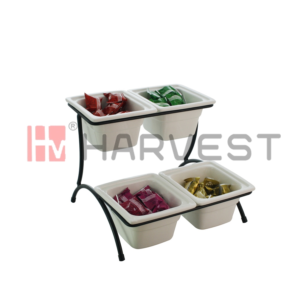 A11532  2-TIER FOOD STAND W/PORCELAIN BOWLS