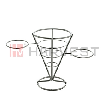 D14442 S/S CONICAL BASKETS WITH TWO SAUCE CUP HOLDER