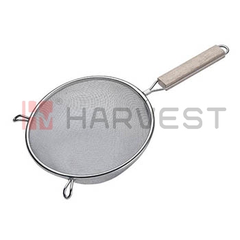 J30301-J30308  S/S SINGLE MESH STRAINER WITH WOODEN HANDLE