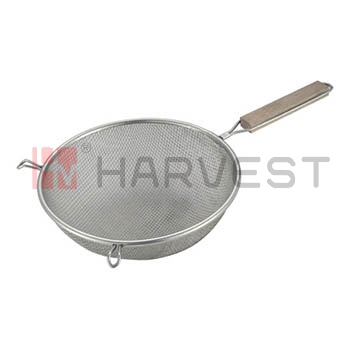 J30401-J30408 S/S DOUBLE MESH STRAINER WITH WOODEN HANDLE