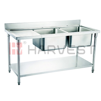 Q10614  S/S KITCHEN TABLE W/2 SINKS