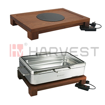 A10122EA A11834  SAPELE WOODEN FOOD BASE WITH FULL SIZE INDUCTION CHAFER TOP
