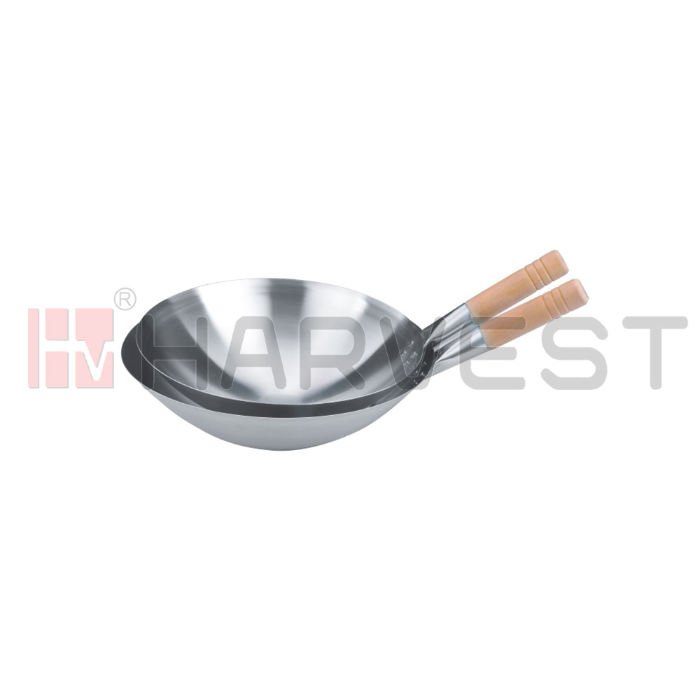 K10241-K10243 S/S WOK WITH WOODEN HANDLE