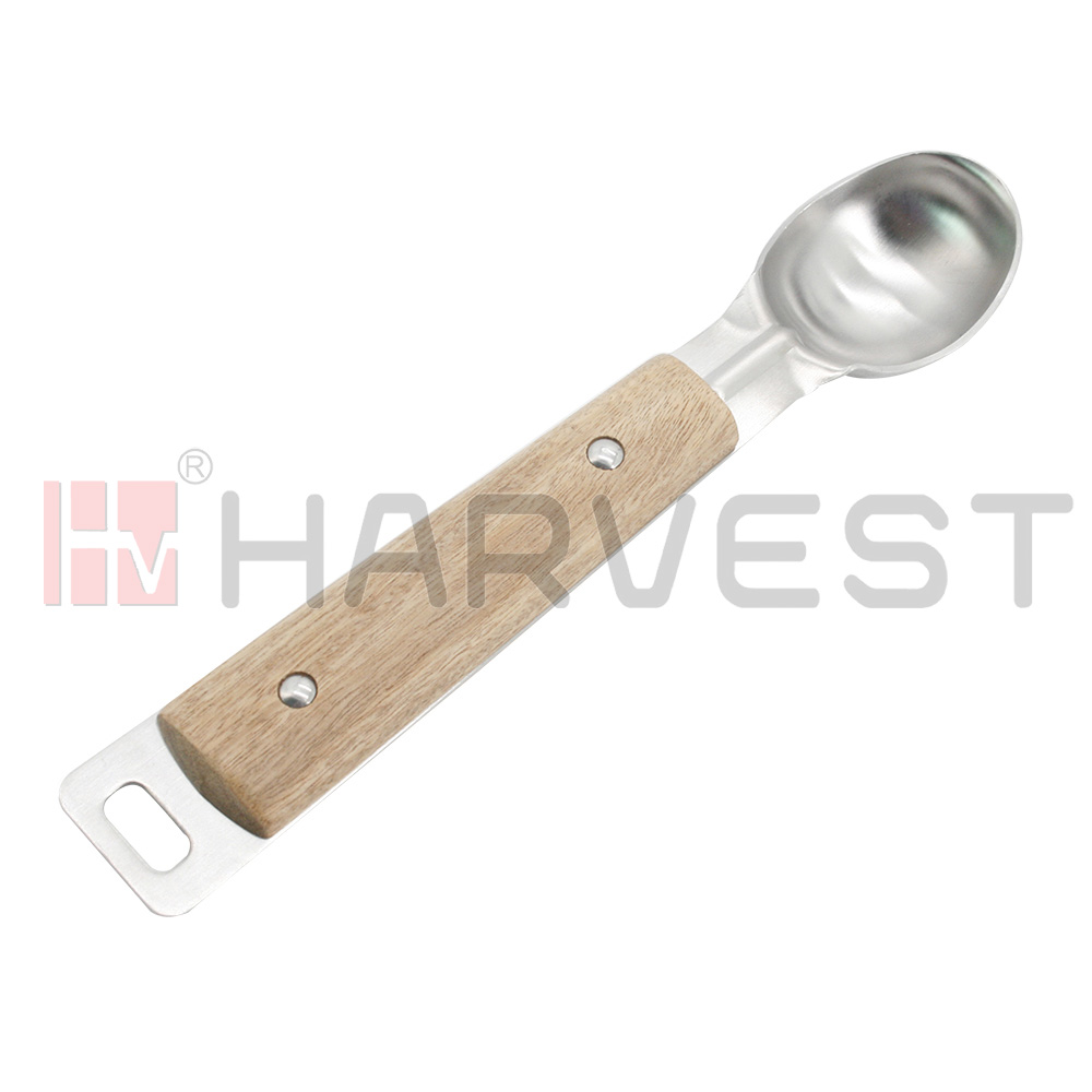 J10708 S/S ICE CREAM DISHER W/WOODEN HANDLE