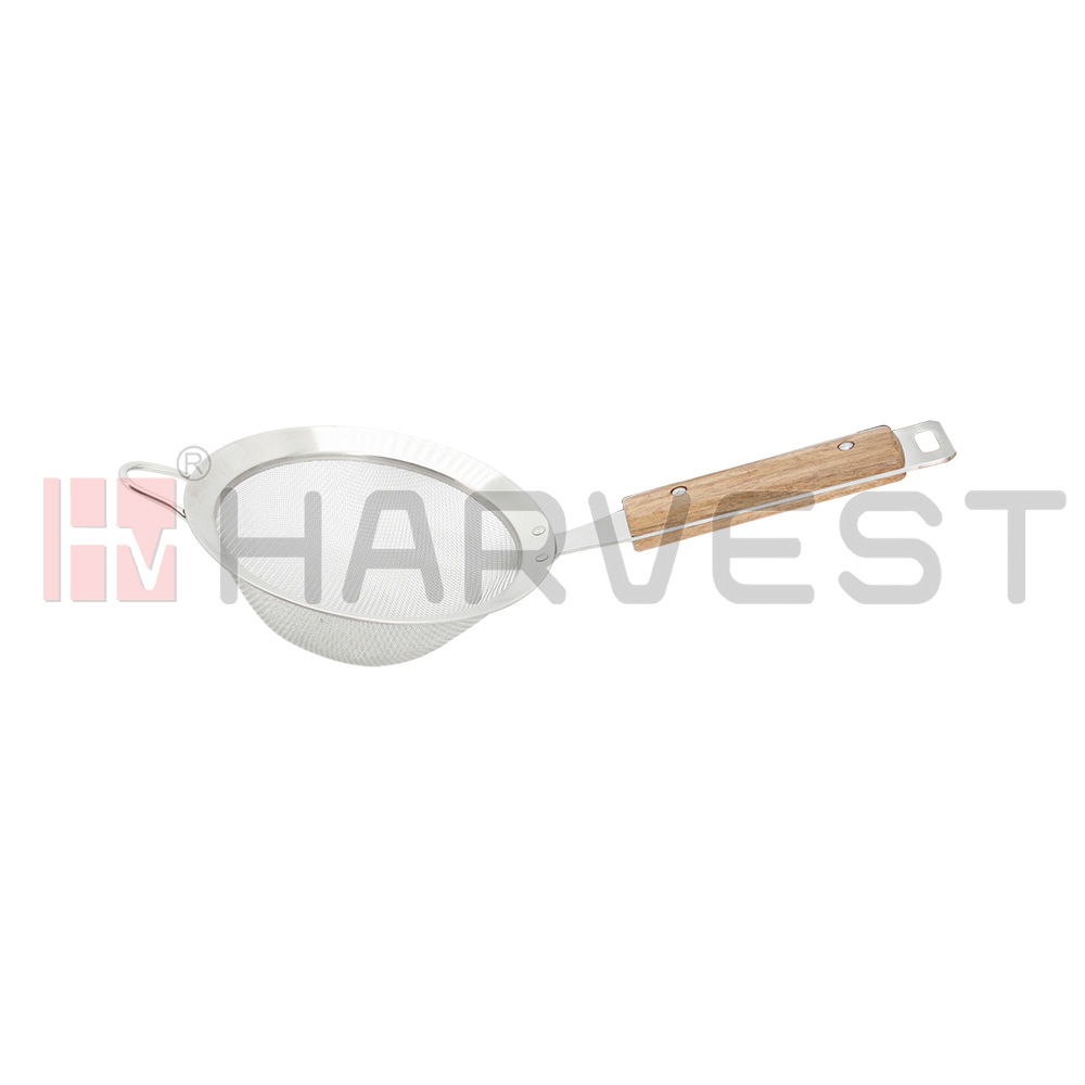 J10706-J10707 ROUND S/S STRAINERS W/WOODEN HANDLE