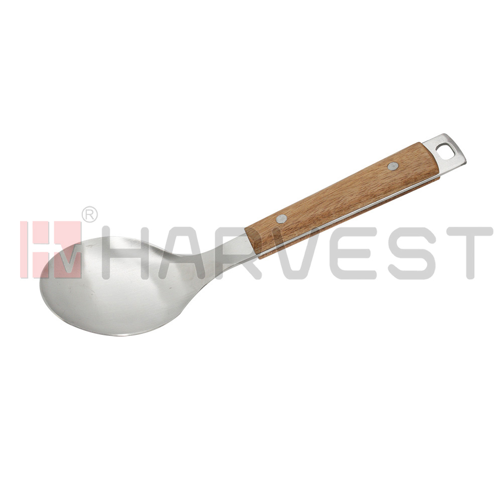 J10704 S/S RICE SPOON W/WOODEN HANDLE