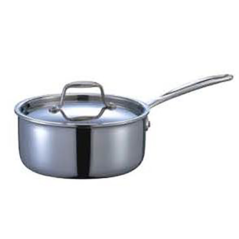 E20651-E20655  3-LAYER S/S SAUCE PAN WITH COVER(SINGLE HANDLE)