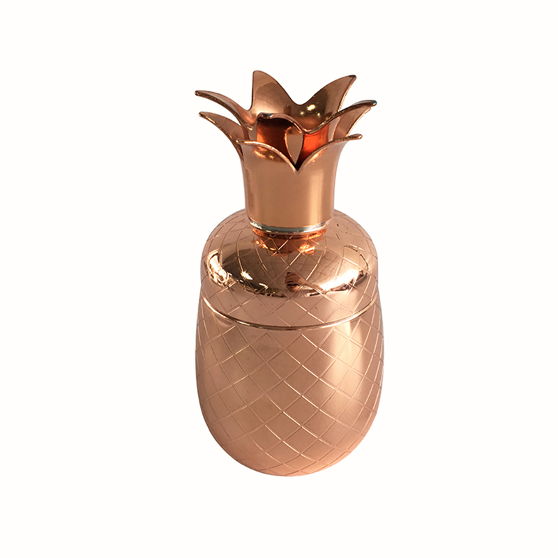 B12001C S/S PINEAPPLE COCKTAIL SHAKER-COPPER PLATED OUTSIDE