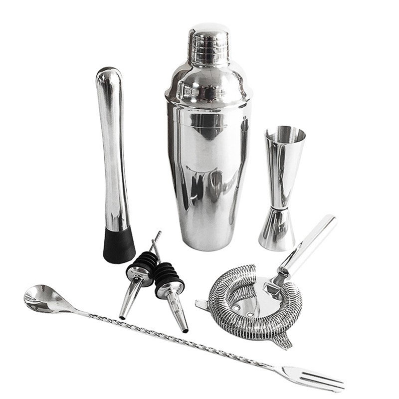 B13019 7PCS BAR SET(SHAKER,JIGGER,BAR MUDDLER,WINE POURER,SPOON,STRAINER)