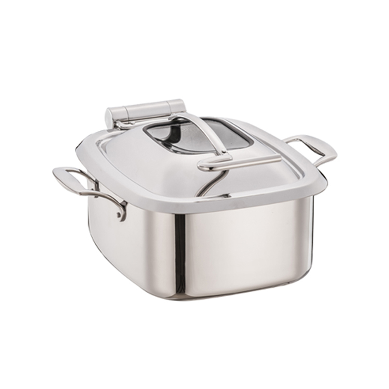 A10452EA    SQUARE MINI INDUCTION BUFFET POT W/HANDLE & GLASS-WINDOW COVER