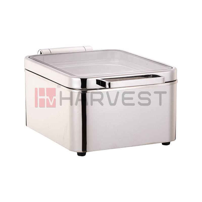 A10166    WET(DRY) DAMPING HINGED ELECTRIC CHAFING DISH W/GLASS WINDOWED LID-HALF SIZE(6L)