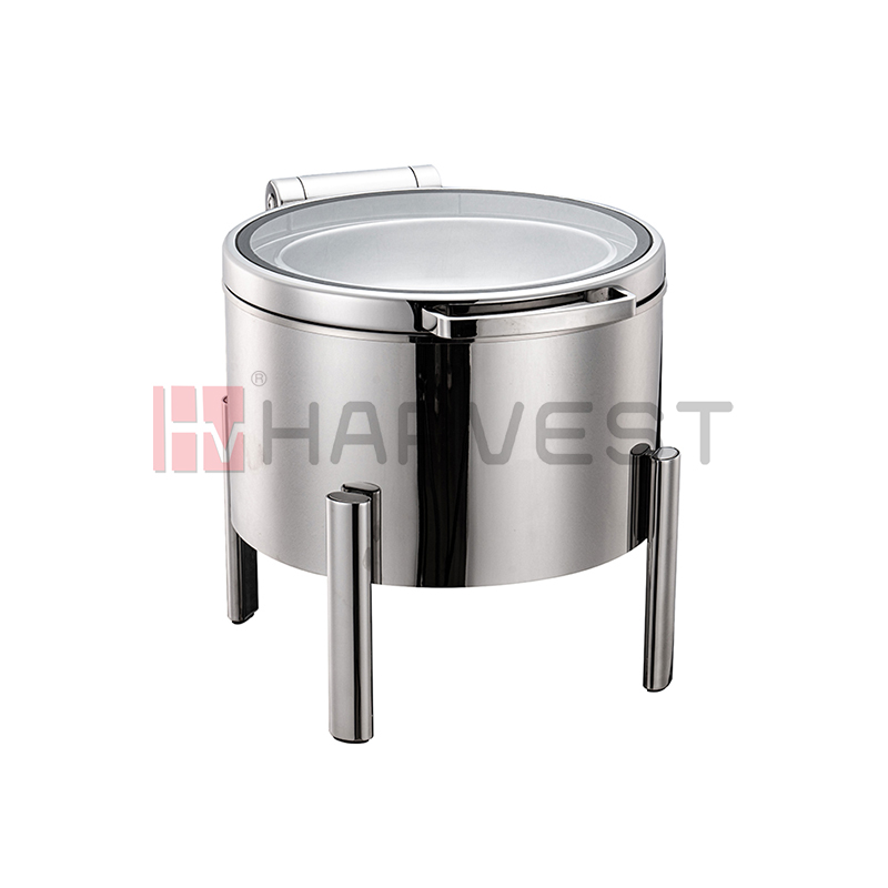 A10152    ROUND DAMPING HINGED INDUCTION SOUP STATION   W/GLASS WINDOWED LID