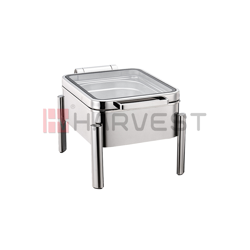 A10146    1/2 SIZE DAMPING HINGED INDUCTION CHAFING DISH W/GLASS WINDOWED LID