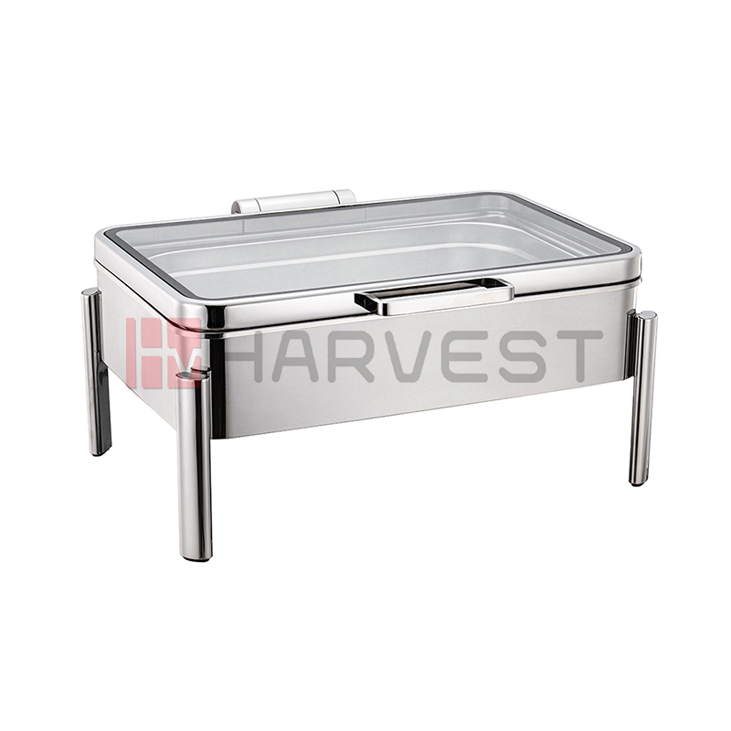 A10142    FULL SIZE DAMPING HINGED INDUCTION CHAFING DISH W/GLASS WINDOWED LID