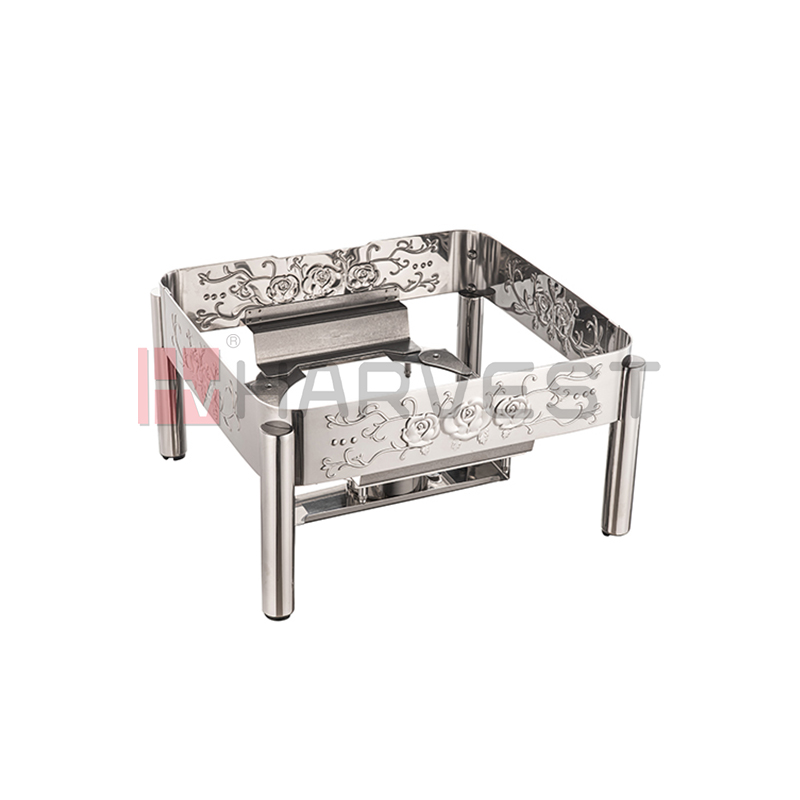 A10082-1 & A10085-1    FULL SIZE EMBOSSED CHAFING DISH WITH GLASS WINDOW LID-DAMPING HINGE