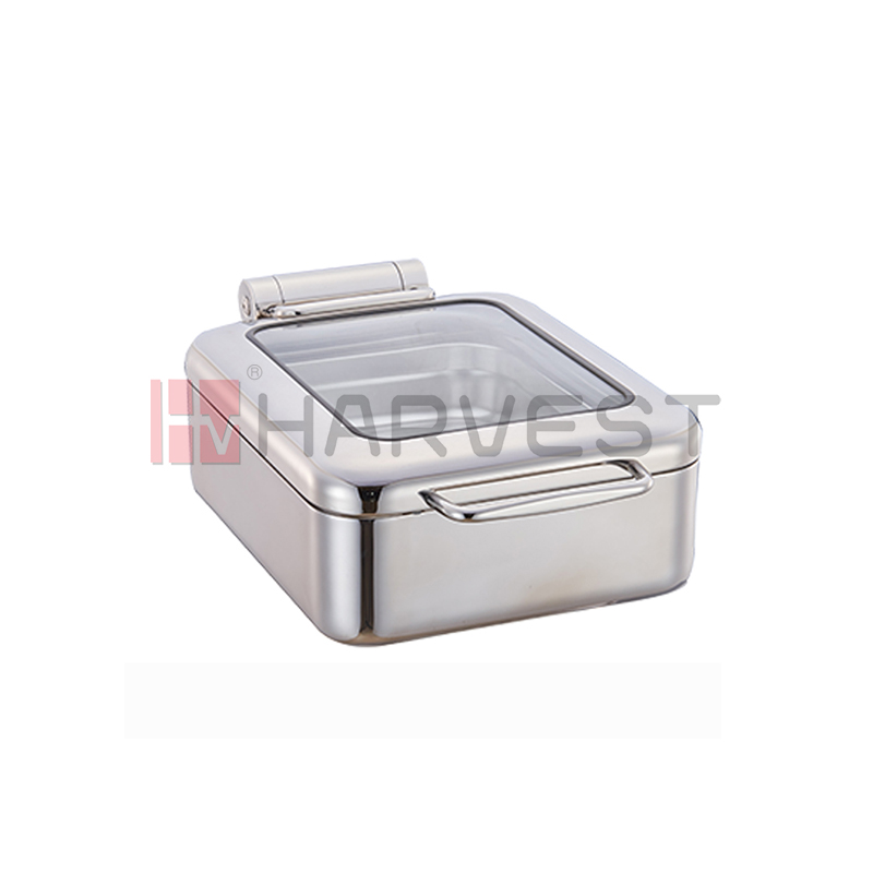 A10806A   HALF SIZE DAMPING HINGE INDUCTION CHAFER SET W/GLASS WINDOW LID