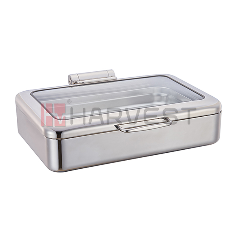 A10802A   FULL SIZE DAMPING HINGE INDUCTION CHAFER SET W/GLASS WINDOW LID