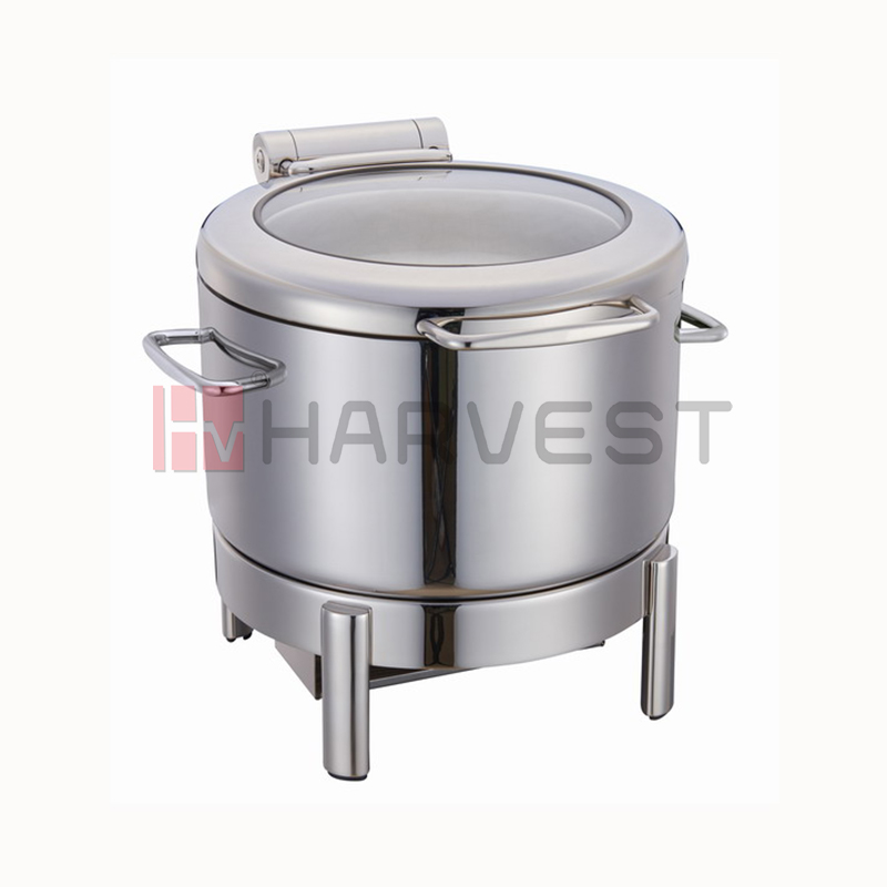 A10812   ROUND DAMPING HINGE INDUCTION SOUP STATION W/GLASS WINDOW LID