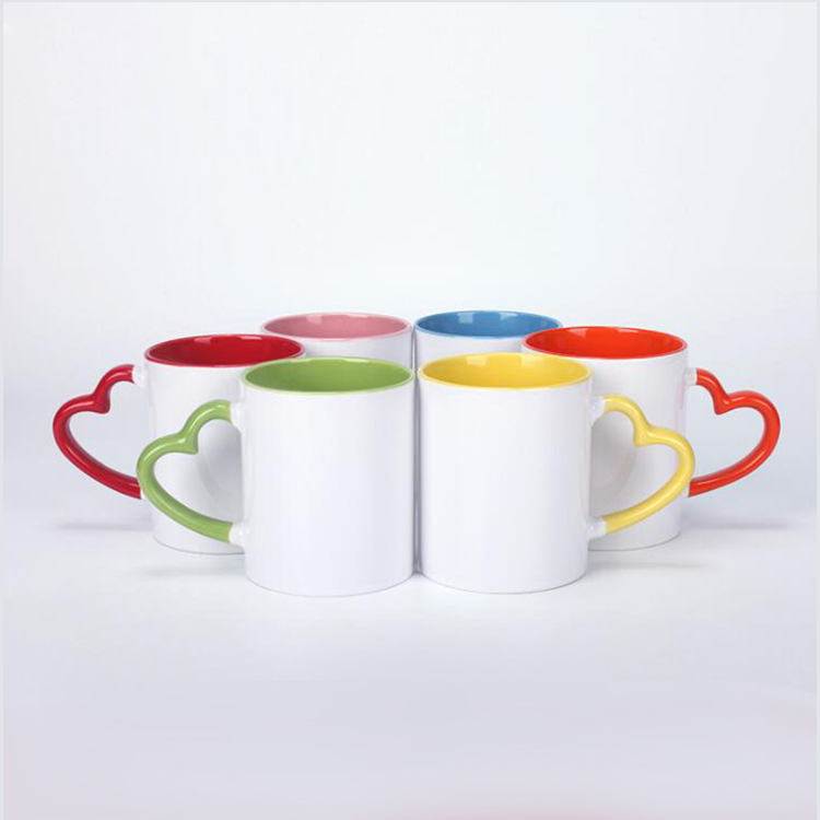Inner & Rim Color Mugs with Heart Handle