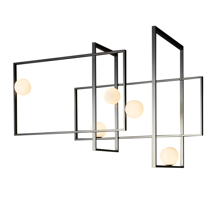 High quality indoor decoration lighting art rectangular frame modern led pendant lamp CPL-26