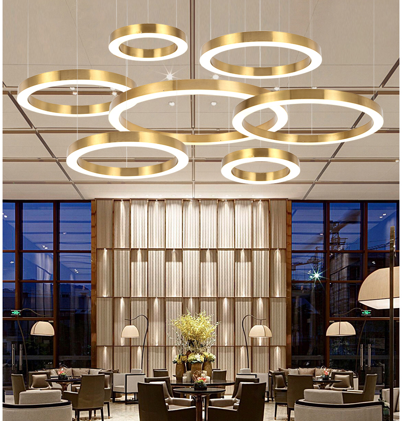 manufacturing indoor decoration project chandelier stainless steel ring pendant light CPL-27