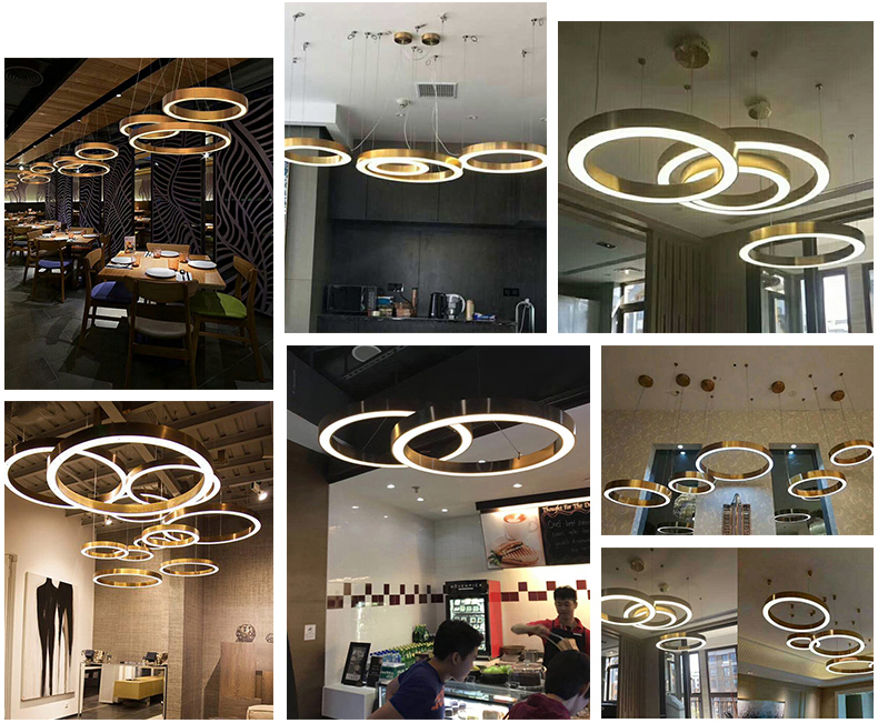 manufacturing indoor decoration project chandelier stainless steel ring pendant light CPL-27