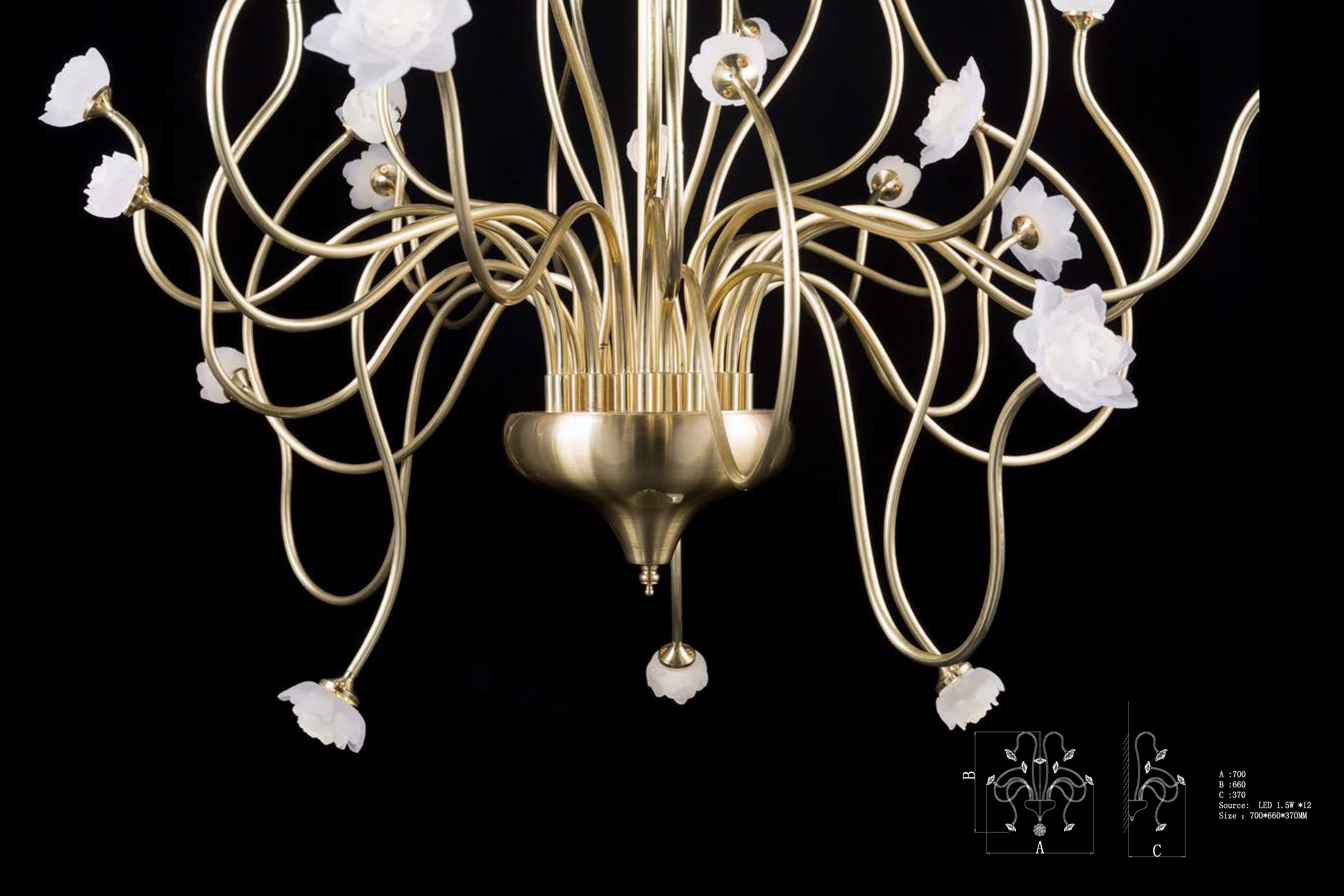 Professional customization indoor decoration glass flower project chandelier CPL-34