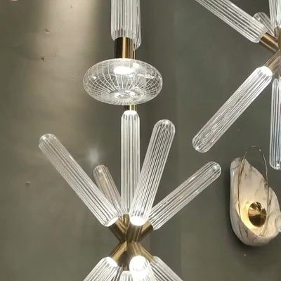 Modern style indoor decoration villa hotel lobby clear glass led chandelier pendant light CPL-43