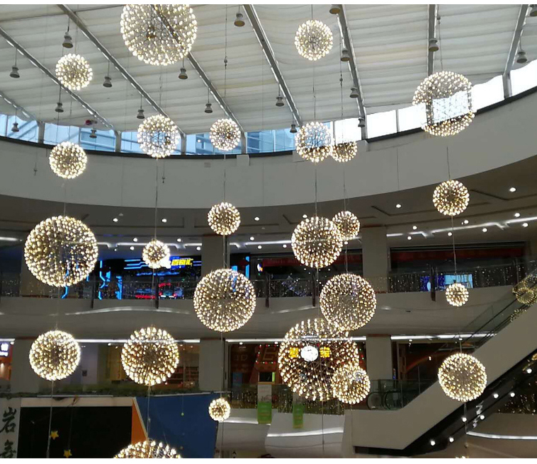 Modern hotel ceiling decoration Round ball Stainless steel Custom chandelier pendant light CPL-05