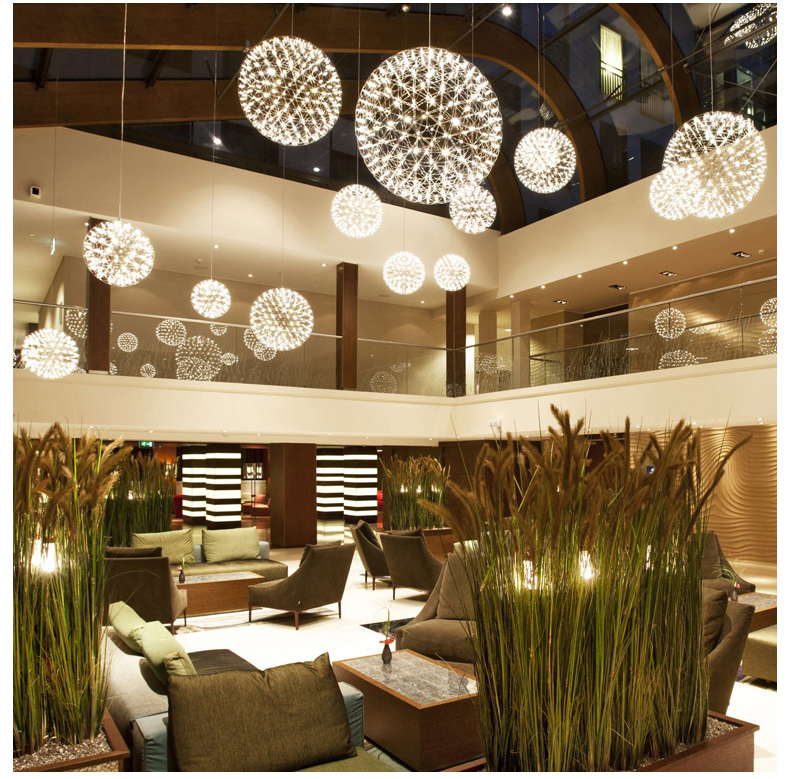 Modern hotel ceiling decoration Round ball Stainless steel Custom chandelier pendant light CPL-05